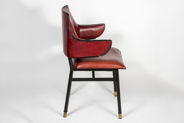 Leather Armchair by Jacques Adnet, 1950s-VRR-570589