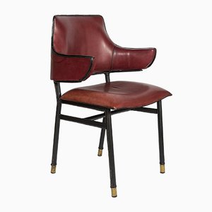 Leather Armchair by Jacques Adnet, 1950s-VRR-570589