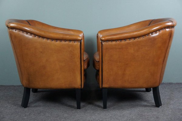 Leather Armchair with Black Piping, Set of 2-HPP-1724554