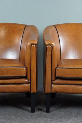 Leather Armchair with Black Piping, Set of 2-HPP-1724554