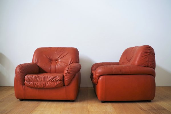 Leather Armchairs, 1970s, Set of 2-KNM-978802