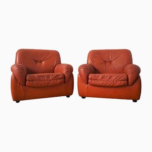 Leather Armchairs, 1970s, Set of 2-KNM-978802