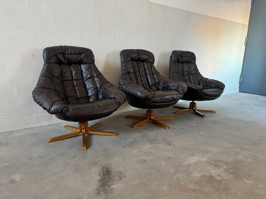 Leather Armchairs by H.W. Klein for Bramin, 1960s, Set of 3-EBP-2016659