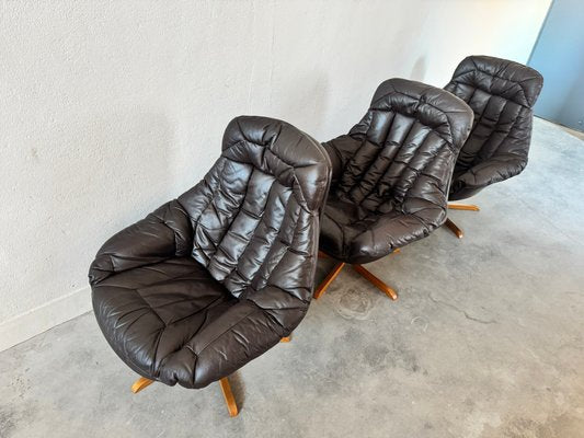 Leather Armchairs by H.W. Klein for Bramin, 1960s, Set of 3-EBP-2016659