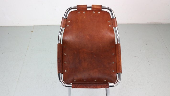 Leather Bar Stool attributed to Charlotte Perriand for Les Arc, 1960s-DT-2026269