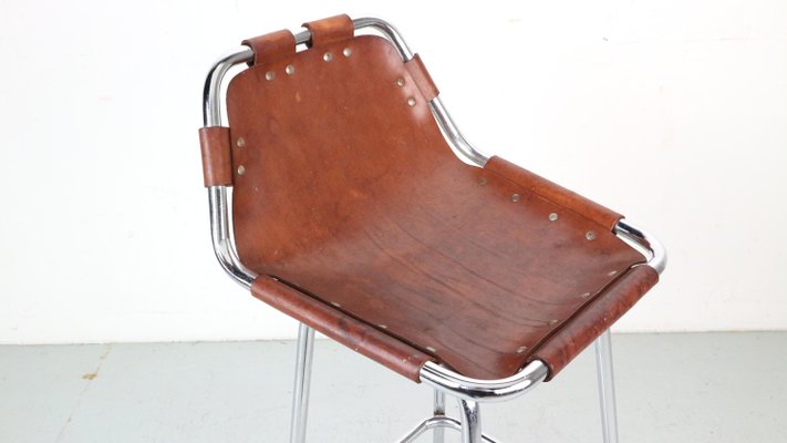 Leather Bar Stool attributed to Charlotte Perriand for Les Arc, 1960s-DT-2026269