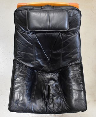 Leather & Beech Swivel Chair, 1970s-RVK-878795