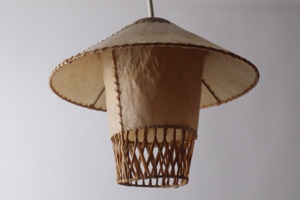 Leather Boho Pendant Lamp, 1960s-ESB-1367067