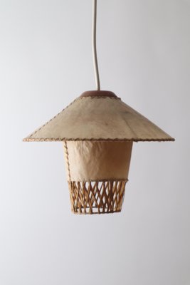 Leather Boho Pendant Lamp, 1960s-ESB-1367067