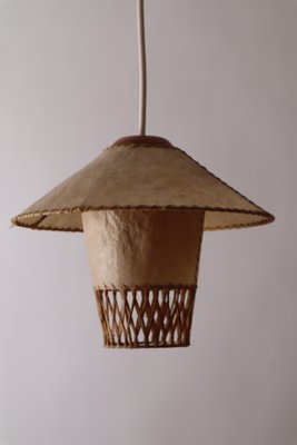 Leather Boho Pendant Lamp, 1960s-ESB-1367067