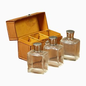 Leather Bottle Set, 1920s, Set of 3-EMZ-697999