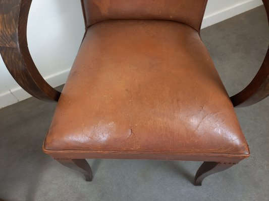 Leather Bridge Armchairs, 1930s, Set of 2-TUK-2018455