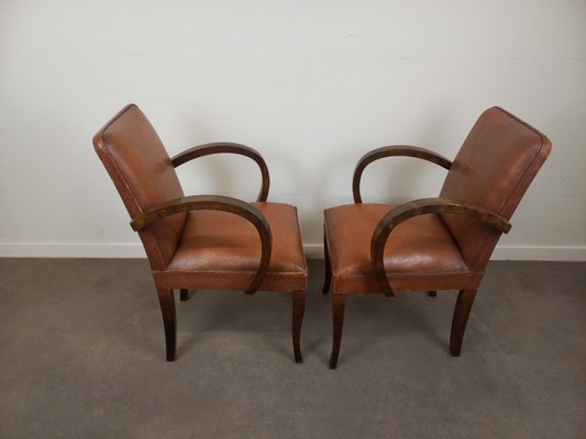 Leather Bridge Armchairs, 1930s, Set of 2-TUK-2018455