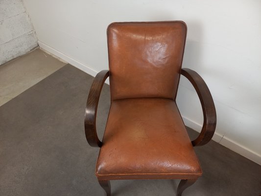 Leather Bridge Armchairs, 1930s, Set of 2-TUK-2018455