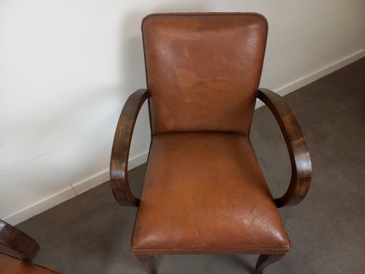 Leather Bridge Armchairs, 1930s, Set of 2-TUK-2018455