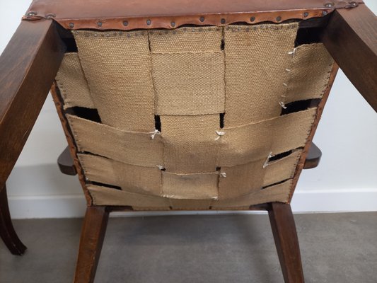 Leather Bridge Armchairs, 1930s, Set of 2-TUK-2018455