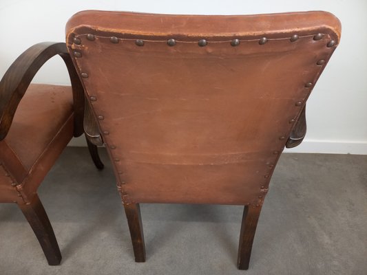 Leather Bridge Armchairs, 1930s, Set of 2-TUK-2018455