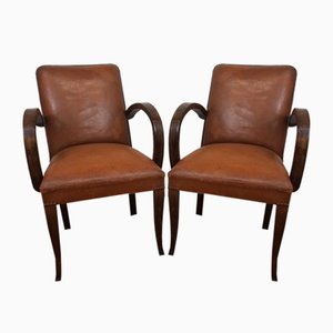 Leather Bridge Armchairs, 1930s, Set of 2-TUK-2018455