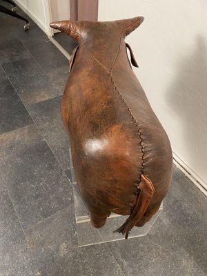 Leather Bull Stool from Dimitri Omersa, 1970s-XGS-1819261