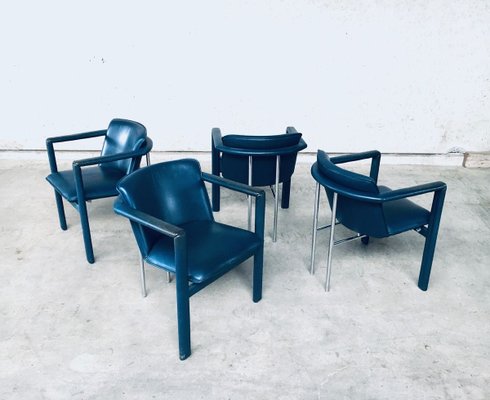 Leather Cachucha Dining Chairs by Hugo De Ruiter for Leolux, 1990s, Set of 4-RQV-897114