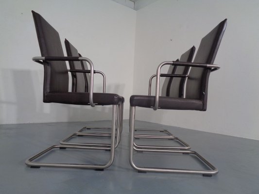 Leather Cantilever Dining Chairs by Karl Friedrich Förster for KFF, 1990s, Set of 6-RDW-700822