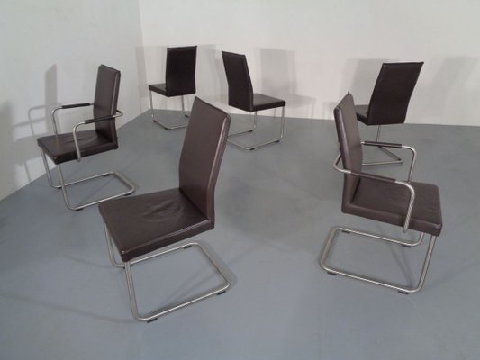 Leather Cantilever Dining Chairs by Karl Friedrich Förster for KFF, 1990s, Set of 6-RDW-700822