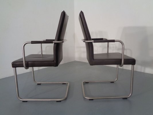 Leather Cantilever Dining Chairs by Karl Friedrich Förster for KFF, 1990s, Set of 6-RDW-700822