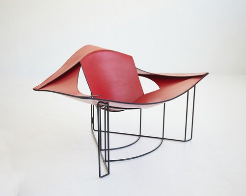 Leather Chair with Lacquered Metal by Jacques Harold Pollard for Matteo Grassi, 1987-TJQ-1771112