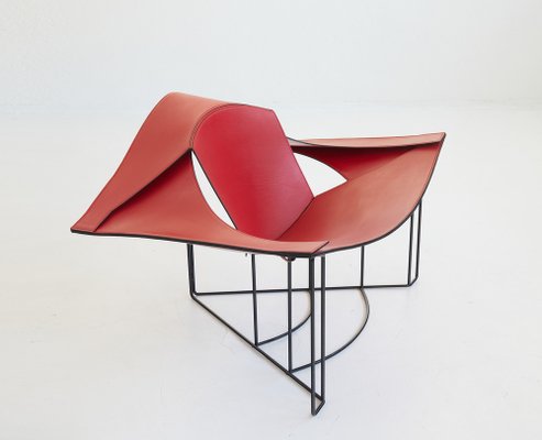 Leather Chair with Lacquered Metal by Jacques Harold Pollard for Matteo Grassi, 1987-TJQ-1771112