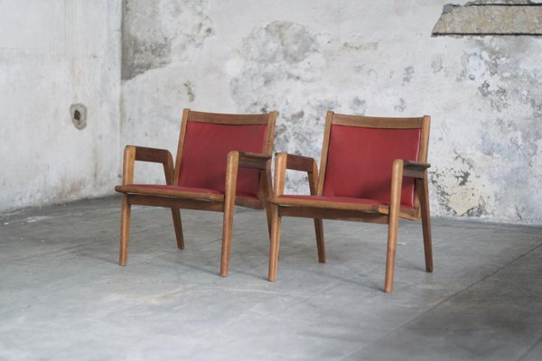 Leather Chairs by Jacques Hauville, 1950s, Set of 2-LA-1740861