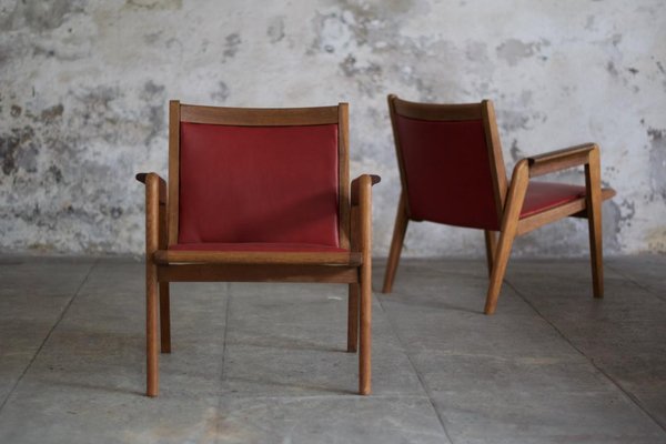 Leather Chairs by Jacques Hauville, 1950s, Set of 2-LA-1740861