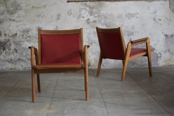 Leather Chairs by Jacques Hauville, 1950s, Set of 2-LA-1740861