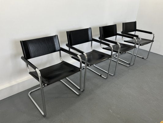 Leather Chairs, Italy, 1970s, Set of 4-JWH-1705884