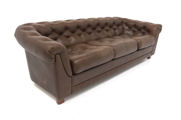 Leather Chesterfield Sofa, Sweden, 1970-GEK-1811885