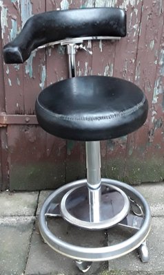 Leather & Chromed Steel Doctor's Swivel Chair, 1970s-HOI-842286