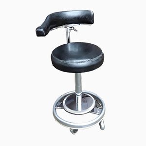 Leather & Chromed Steel Doctor's Swivel Chair, 1970s-HOI-842286