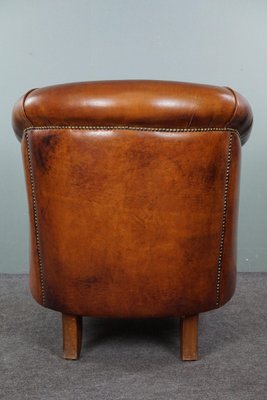 Leather Club Chair in Cognac Color-HPP-1773124