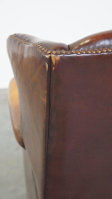 Leather Cognac Wing Chair-HPP-2039538