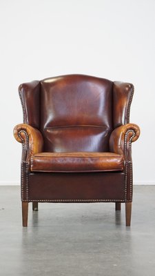 Leather Cognac Wing Chair-HPP-2039538