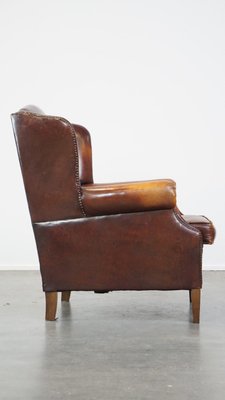 Leather Cognac Wing Chair-HPP-2039538