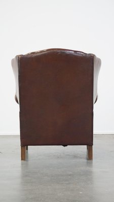 Leather Cognac Wing Chair-HPP-2039538