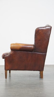 Leather Cognac Wing Chair-HPP-2039538