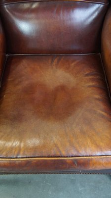 Leather Cognac Wing Chair-HPP-2039538