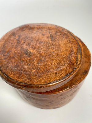 Leather Covered Tobacco Box in Ceramic & Wood, France, 1940s-UR-1372238