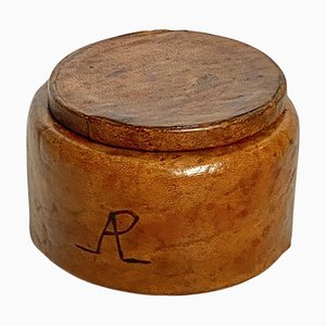 Leather Covered Tobacco Box in Ceramic & Wood, France, 1940s-UR-1372238