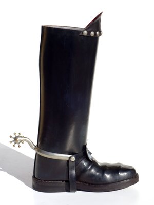 Leather Cowboy Boot Umbrella Stand, 1950s-KGD-862222