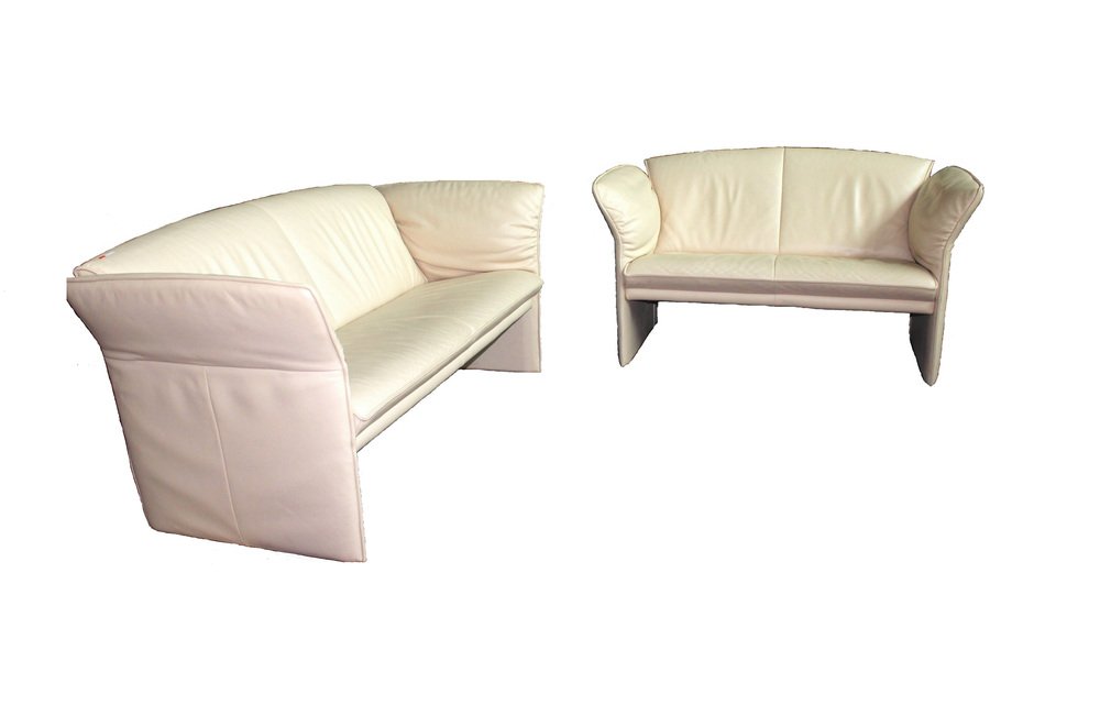 Leather Cream White Jr 2700 Sofas in 2 Sizes from Jori, Set of 2