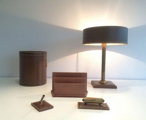 Leather Desktop Accessories, 1970s, Set of 5-BA-1365707