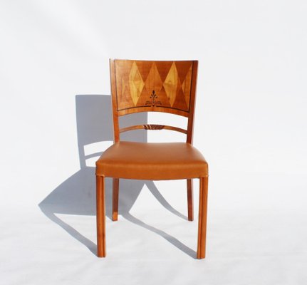 Leather Dining Chairs, 1950s, Set of 6-UY-702018