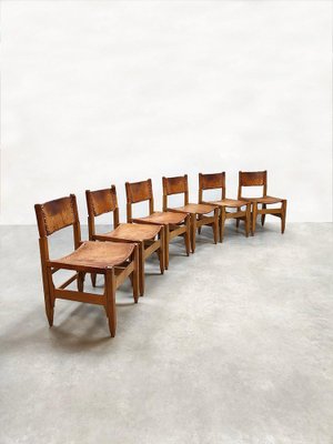 Leather Dining Chairs, 1960s, Set of 6-BW-1799764